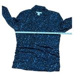 Kenneth Cole blue black ruched blouse sz PM Photo 4