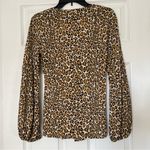 Animal print Leopard cheetah faux wrap top XS Brown Photo 3