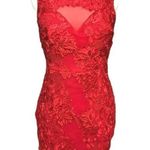 ENTRY Floral Lace Mesh Sleeveless Bodycon Mini Dress Red Size Medium NWT Photo 1