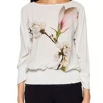 Ted Baker Women Xathia Harmony Shirred-Sleeve Sheer Blouse Ruched Sleeves Size 4 Photo 0