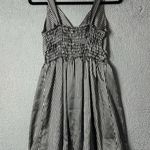 Every 1 Dress Womens XS Black Silver Striped Sleeveless V Neck Bubble Mini Dress Photo 1