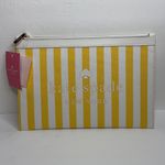 Kate Spade  Women’s Yellow White Stripe Stone Large Zip Clutch Purse NWT Photo 2