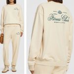 Sporty & Rich New York Fitness Club Crewneck Sweatshirt In Cream Size M Photo 1