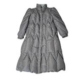 VINTAGE Down Grey Puffer Coat sleeping Bag Coat Long Line Womens Fits Medium Gray Photo 4