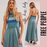 Free People  maxi dress Large  flowy halter cotton blend striped boho Photo 6
