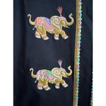 Bob Mackie wearable art black coat embroidered Elephants gold logo buttons large Photo 6