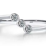 Boutique Sparkling Moissanite‎ Diamond Ring | 14k White Gold Plated Sterling Silver Photo 0