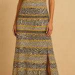 MSK XL Animal Print Maxi Dress Zebra Leopard Cheetah Gold Side Slits Resort Sexy Photo 0