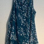 Christina B Teal Floral Tank Top Blue Size L Photo 0