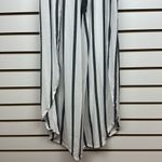 Blue Island White Striped High Waist Strapless Sleeveless Slit Front Wide Leg Jumpsuit Sz S Photo 1