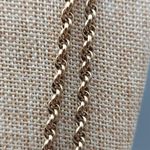 Long Gold Tone Pull Over Thick Twisted Chain Necklace Filigree Ball Blue Crystal Photo 7