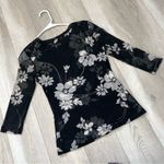 Vintage Floral Blouse v neck mesh womens Black xsmall y2k dark romantic feminine Size XS Photo 3
