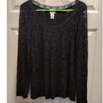 Chico's Size Small (0) Black Lace Overlay Long Sleeve Lined Nylon Top Photo 0