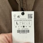 ZARA Tan Brown Lyocell Linen V Neck Pleated Tunic Midi Dress NWT L Photo 4