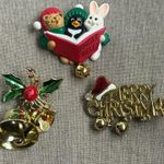 Vintage Rare bundle of Three holiday pins with bells, costume, Christmas, festiv Gold Photo 14