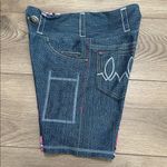 INKnBURN Blue Denim Pocket Graphic Pink Floral Bike Active Shorts Size Medium Photo 3