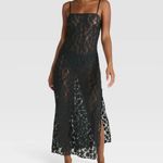 Auden black floral lace slip midi lingerie dress spaghetti straps slit Medium Photo 5