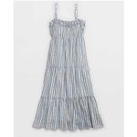 Aerie  Striped Tiered Maxi Dress Small Blue Neutral NEW Casual Coastal Nautical Photo 11