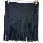 Streetwear Society ⭐️ Black Suede Fringe Mini Skirt Photo 0