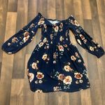 205 Collins Pink, blue and Gray Off the Shoulder Pleated Sundress Photo 3