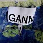 Ganni NEW Floral Jacquard Off The Shoulder Blouse in Green Photo 6