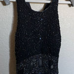 American Vintage Vintage 90s Y2K Silk Beaded Prom Gown Dress Sz XS High Neck Open Back Photo 0