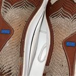 Keds Woman's White Canvas Sneakers with Blue/White Seersucker Backs/Blue Stripe Photo 8