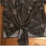 Francesca's Size Small Camouflage Tie Front Top. Green Photo 3
