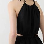 J.Crew NWT  Cutout linen tank top black sz L Photo 1