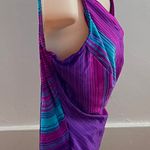 Maxine of Hollywood Vintage One Piece Purple Blue Pink Striped Swimsuit, size M Photo 5