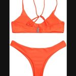 NWT SherryDC Bright Neon Push Up Brazilian Thong Bikini 2 Piece Swimsuit Orange Size M Photo 3