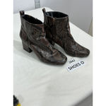 Time & Tru Womans  Brown Black Snake Print Side Zip Block Heel Ankle Boots 11 Photo 1