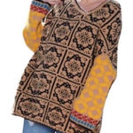 ZARA Patchwork Brown/Yellow Wool Blend Oversized
Sweater(Size XS-S) Photo 0