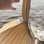 Cacique New  Ivory and Burgundy Pinstripe Bra with Lace Thick Shoulder Strap Photo 8