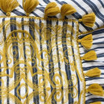 Uncle Frank Blue and White Striped Yellow Embroidery Boho Tassel Dress Photo 3