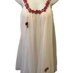 VTG 60’s Beau Monde Chiffon Babydoll Short Gown Rose Appliqué White Sz S Sexy Photo 0