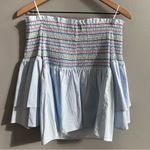 Belle Sky Belle + Sky Blue Off the Shoulder Peplum Top NWT Delight Blue Strip Size Small Photo 6