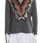 Sandro Paris Grey Graphic Print Wool Blend top Size S – Bateau Neck Photo 0