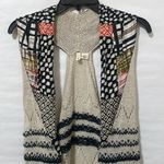 Anthropologie Moth ANTHRO Draw The Eye Tan Black Comb Mix Media Sweater Vest $128 EUC S/M Photo 5