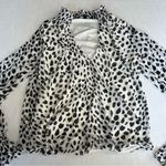 EXPRESS  long sleeve high neck blouse white black speckles size xs Photo 8