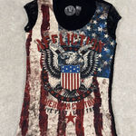 Affliction  Y2K LaceShort Sleeve America Graphic‎ Tee Sz Small Eagle Photo 0