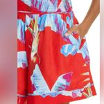 Farm Rio Red Sweet Jungle Linen Blend Tropical Shorts, size small, $140 Photo 2