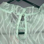 EMERY ROSE size XL frill mock neck ruffle cap sleeve tank light green sheer NWT Photo 5