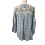 Monoreno Embroidered Floral Woven Cotton Lightweight Long Sleeve Tunic Top Shirt Photo 4