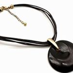 Chico's Chico’s leather multi cord layered enamel coated pendant necklace espresso brown Photo 0