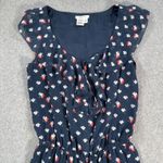 Sophie Max Sleeveless Dress Women's Medium Ruffle Keyhole Navy Blue Floral Short Photo 1