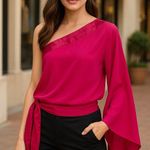 Vertigo Paris Pink Asymmetrical Bell Sleeve Blouse Photo 0