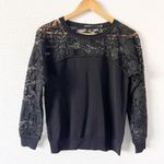 Karen Millen Lace Knit Long Sleeve Top in Black Photo 0