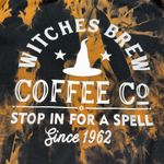 Witches Brew Coffee Co Stop In For A Spell since 1962 Halloween Salem creepy lrg Brown Size L Photo 1