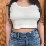 White Sleeveless Fitted Crop Tank Top Photo 0